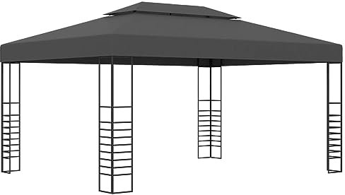 Homgoday Pavillon, 3 x 4 m, Anthrazit, Möbel für den Außenbereich, für Garten, Balkon, Terrasse, Gartenpavillon, faltbar,