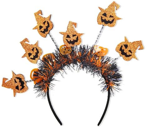 ALEGRE® Kürbis Haarband Halloween Deko, Kürbis Ohren Haarreif mit Glitzereffekt, Halloween Dekoration Accessoires, Kürbise Deko, Haarschmuck Stirnband für Halloween Weihnachte Karneval Party Kostüm