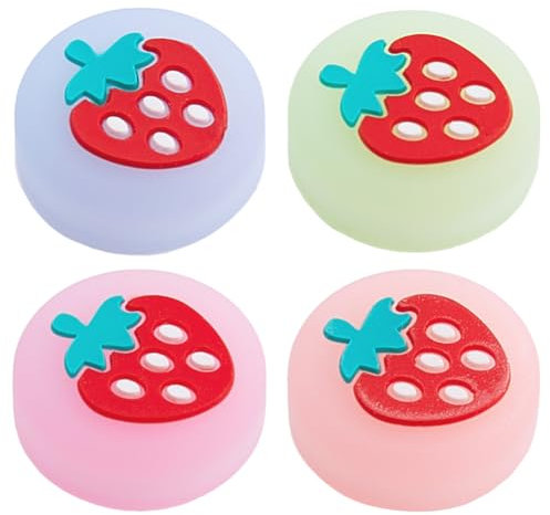 GORGECRAFT 4pcs Fraise Pouce Grips Fruit Silicone Souple Joystick Bouton Caps Analogique Joy Stick Housse de Protection Compatible avec Switch OLED Lite Console pour NS Joycon Controller Couleur Mixte