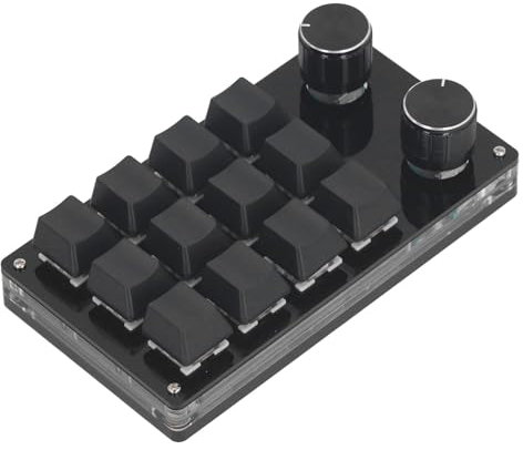 WEISHENG Teclado mecánico pequeño de 12 teclas con doble perillas, teclado macro programable con cable retroiluminado RGB tipo C, teclado compacto para juegos, mini teclado inalámbrico para teléfono