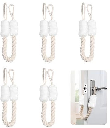 FloraVigo Türseil-Clip-Schutz, 5-teiliges Türstoppseil, Set Türseile, multifunktionales Türseil, Türstoppergriff, geeignet für Türen, Haustiere und Kinder, Fingerschutz, 60 cm