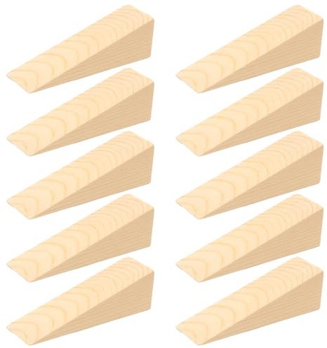 Keboyoe 10 Pcs Wooden Door Stop Door Wedges Indoors Non Slip Wooden Door Wedges Wood Doors Stopper Doorstop Shims Triangle Wood Block Security Door Stoppers for Home Kitchen Office Doors