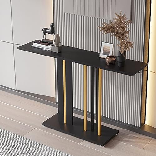 Snowflyk Schmaler Konsolentisch, Konsolentisch, extra Langer und schwarzer Konsolentisch, Langer schmaler Konsolentisch, F (Schwarz 120 x 30 x 80 cm)