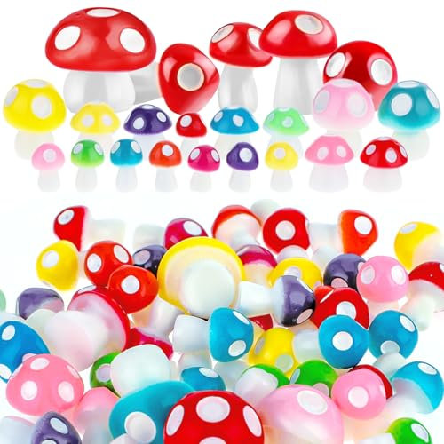 50 Stk Pilze Deko,Mini Harzpilze,Gartenpilze Blumentopf Pilz Deko,Mini Pilze Garten Töpfe,Niedliche Kleine Pilze Deko,Mini Pilze zum Basteln,für Hochzeit Kindergeburtstag Miniatur Landschaften Garten