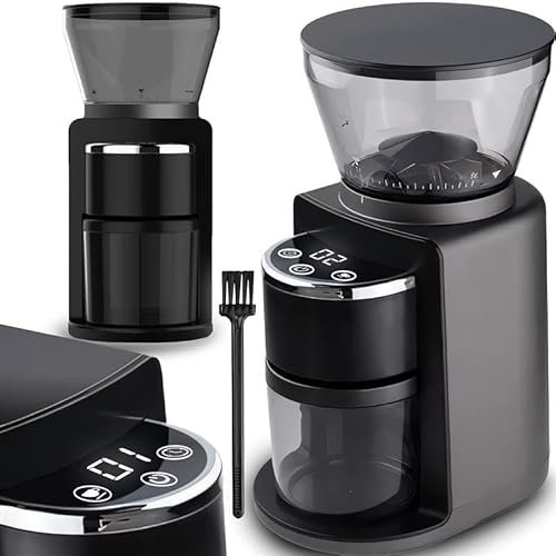 Retoo Kaffeemühle Elektrisch Scheibenmahlwerk für Kaffeebohnen 52 Mahlgradeinstellungen 110g Kaffeebohnenbehälter Coffee Grinder mit Digitalanzeige 180 Watt 500 U/min Kunststoff Edelstahl Schwarz