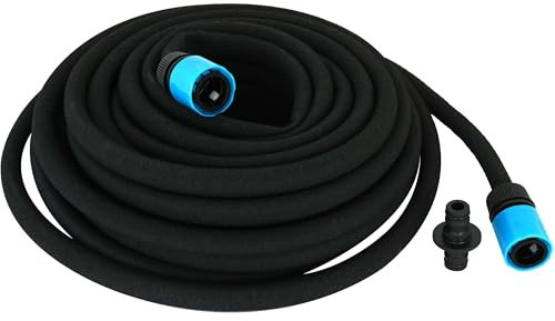 BURI Perlschlauch 15m – Bewässerungsschlauch mit Anschlussarmatur | Mikrobewässerung für Garten, Beete & Gewächshaus | Wassersparend & kürzbar | Ø 1,8 cm schwarz