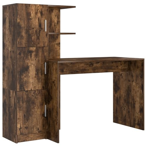 vidaXL Schreibtisch Geräucherte Eiche 133,5 x 50 x 124 cm 2 STK.