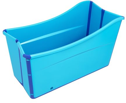 QIERF Baignoire mobile pliable pour adultes et enfants - Peut être utilisée en plein air, camping-car, douche, hôtel, arrière-cour, terrasses, balcons, salles de bains, bleu