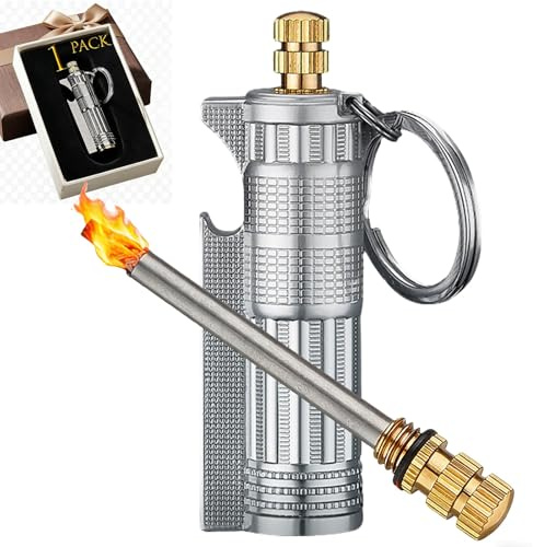 Permanent Match 3er-Pack – Wasserfeste Streichhölzer, Schlüsselanhänger-Feuerstarter for Überleben | Feuersteinfeuerzeug mit Flaschenöffner, Notfallset for Camping, Wandern(Silver)