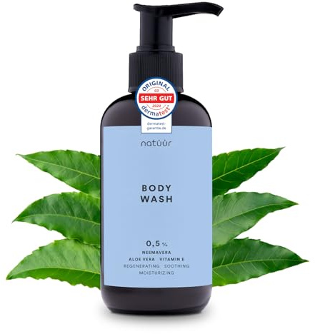 natüür Body Wash 200 ml | pH-neutrales Duschgel | Shower Gel | Mit NEEMAVERA® | Sanfte Reinigung für empfindliche & trockene Haut | Vegan & sulfatfrei | Für Damen & Herren