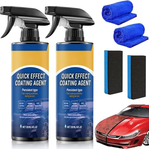 2PCS Car Coating Spray,3 in 1 Multi-functional Quick Effect Coating Agent,Ceramic Coating Spray, Car Polish Renewal Agent,Improves Clarity and Visibility, Long-Lasting Shine and Protection