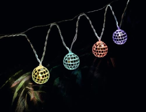 moses. LED-Lichterkette Disco-Kugeln – 10 bunte LEDs mit Farbwechsel, Timer-Funktion, dekorative Lichterkette für Innenräume, 1,75 m