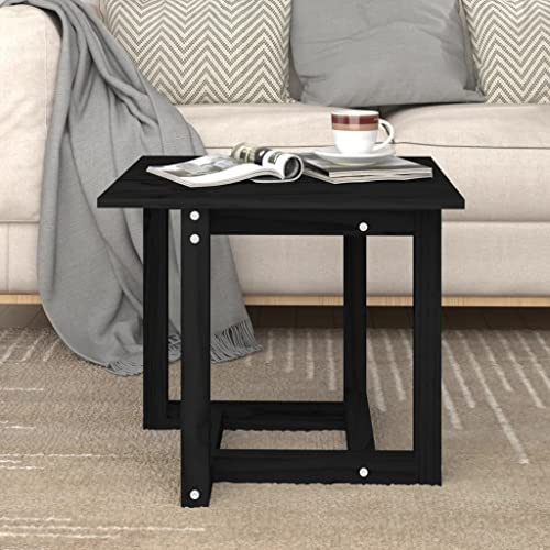 Bucmath Couchtisch Schwarz 50x50x45 cm, Massivholz Kiefer, Stabiler Beistelltisch für Wohnzimmer, robuste Tischplatte, vielseitig einsetzbar