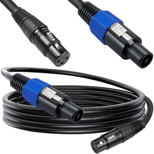 HAAMNING7 Cable para Speakon a XLR Cable para Speakon macho a XLR hembra 3 pines Cable extensor adaptador altavoz audio 22 AWG Con cierre giratorio para amplificador profesional, DJ, PA y escenario