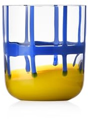Ichendorf Milano Tumbler, Azzurro e Giallo, Collezione Gesti, 35 cl, Vetro Soffiato a Bocca, Rifinito a Mano