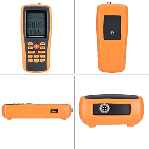 Hyuduo LCD-Anemometer, Digitales Heißdraht-Windgeschwindigkeitsmessgerät mit 500 Datenspeicher, Hintergrundbeleuchtung für Outdoor-Aktivitäten, Messung der Luftgeschwindigkeit, Temperatur 0–30 M/s,