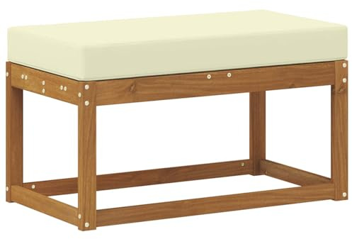 vidaXL Outdoor Hockerbank Massivholz Akazie Natur und Creme