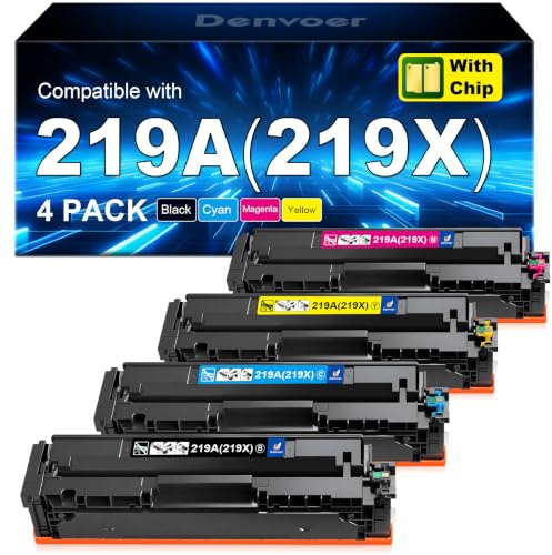 219A mit Chip Kompatibel für HP 219A 219X für HP Color LaserJet Pro MFP 3302fdwg Toner 3302sdwg 3302fdng 3302fdw 3302sdw 3202fdn 3202dw 3302dn W2190A W2091X Schwarz Cyan Gelb Magenta 4-Pack