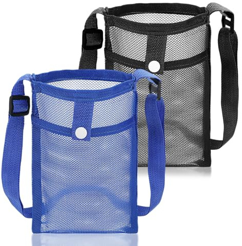 RAHHLIZS 2Pcs Water Bottle Holder with Strap Mesh Water Bottle Carrier Bag Waterbottle Holder with Sling Adjustable Shoulder Light Bottles Bag Carrier Strap for Tumbler Bottles Walking Hiking Travel