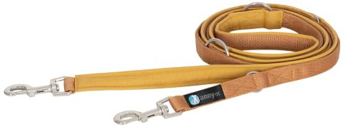 Anny·X Führleine Bolt Fun Goldglöckchen| gepolsterte Hundeleine, verstellbare Leine mit Bolzenkarabiner | Größe Classic 3 m x 2,5 cm