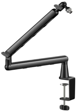 KiBcsLic Tisch-Mikrofonarm mit Kabelführung professionell Mikrofonarm mit Tischklemme platzsparend Boomarm für Podcaster, Array, Schwarz, Regulär