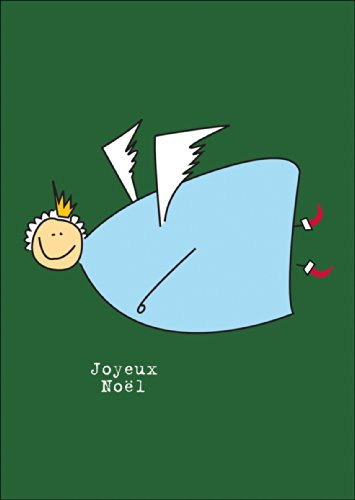 Kartenkaufrausch Lustige französische Weihnachtskarte mit fliegendem Weihnachtsengel: Joyeux Noël • als liebevolle Klappkarte zu Weihnachten, Neujahr, Silvester
