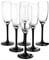 Glas Champagnerflöten/Sektflöten mit langem Stiel Schwarz 6 Stück 180 ml