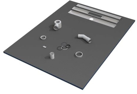 Receveur de Douche 150x90x3 cm écoulement linéaire prêt à carreler avec Siphon + Grille en INOX