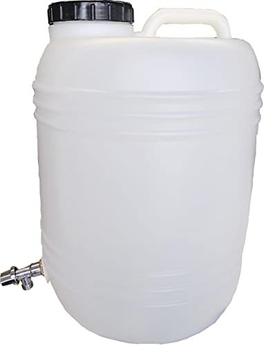 Helguefer - Bidon con Grifo Metálico | Bidón Agua 25 litros Apto para Uso Alimentario y ADR | Tapa con Cierre Hermético | Polietileno (PEHD), Resistente, Seguro, Estable