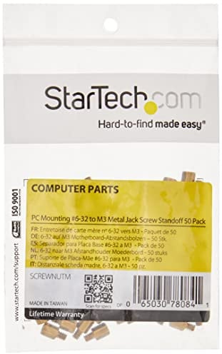 StarTech.com Paquete de 50 Soportes para Montaje de Placas Base en Cajas de Ordenadores - 6-32 a M3
