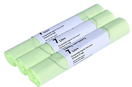 The Caddy Company 7 Litre Compostable Bin Liners with 75 Bags , Green