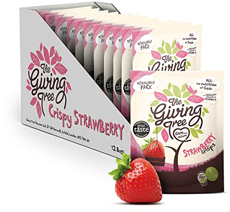 The Giving Tree Freeze Dried Fruit Crisps - Vegan, Gluten Free Nutritional Crisps (Strawberry, 18g (Pack of 12))