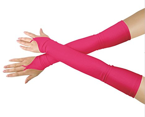 Maquillaje de Halloween de las muchachas 'niños adultos' sin dedos en guantes de Cosplay Traje de codo, fucsia, Talla única