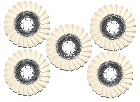 5 Stück 125mm Filz Polierfächerscheibe 22.23mm Polierscheibe Glanz Polier Scheibe.