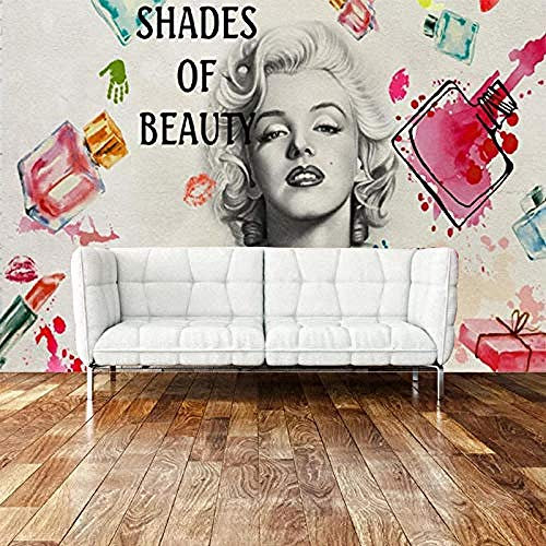 Schönheitssalon Wallpaper_Fashion Nail Art Schönheitssalon Marilyn Monroe 3D Wandbild Kosmetikgeschäft Nagellack Wa wandpapier fototapete 3d effekt tapete tapeten Wohnzimmer Schlafzimmer-200cm×140cm