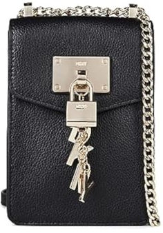 DKNY Damen N/S Crossbody Umhängetasche, Schwarz/Gold Elissa Small