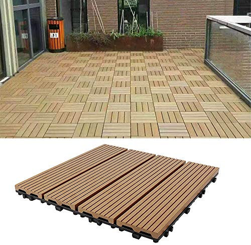 Set di 11 piastrelle per terrazzo, 30 x 30 cm/1 m², per terrazzo, balcone, giardino e piscina (11 pezzi/1m², terracotta)