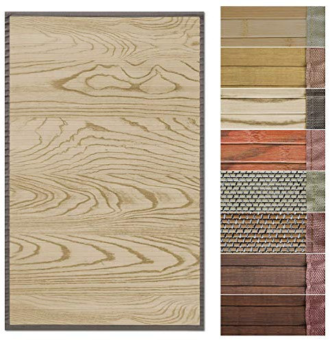 Floordirekt Bambusteppich Bambusmatte mit Stoffrahmen | Natur Design in vielen Farben & Größen (50 x 80 cm, Magenta Natur)