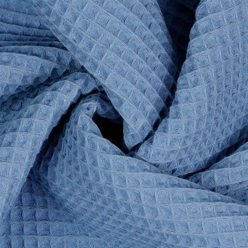 VmG-Store Waffelpique Meterware Waffel Stoff 100% Baumwollstoff Tex 100 (016 I Blau, 50 x 150cm)