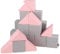 KiddyMoon Schaumstoff Würfel 14 cm Weiche Blöcke 24 Stücke Für Kinder Softbausteine UE, Mix: Hellgrau-Pink