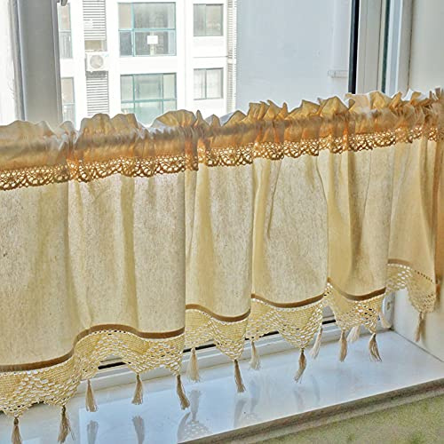 Lsimeru Creme Scheibengardinen Landhausstil Gehäkelt Kurz 30cm Küche Bistrogardine küchengardinen Vintage Shaaby Chic Halbtransparent Kurzstores Gardinen Klein Fenster