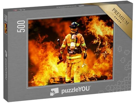 puzzleYOU: Puzzle 500 Teile „Feuerwehrmann im Feuer“ – aus der Puzzle-Kollektion Feuerwehr