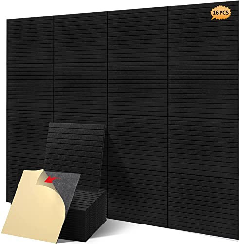 16 Pcs Pro Grade Sound Proof Boards,Acoustic Panels,Premium Acoustical Wall Panels,Better than Foam,Wedge Design,with Adhesive on Back,For Acoustic Treatment/Professional Studio,12×12×0.4 in (Ivory)