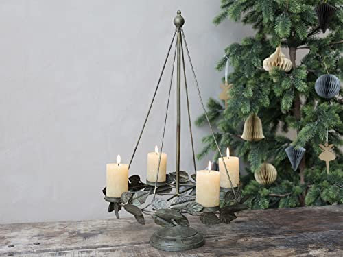 Chic Antique Adventskranz Kerzenständer für Stumpenkerzen, Grau, Eisen, H56cm
