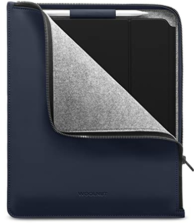 WOOLNUT Matte PU Folio Cover Case für iPad Pro 13 Zoll & iPad Air 13 Zoll (M4, 2024) - Blau, mit Stifthalter, Reißverschluss/Kompatibilität mit iPad Pro 12.9 Case mit iPad Air 13