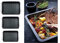 3PC Roasting Tray with Roasting Rack, Carbon Steel with a Non Stick Coating - Baking Trays for Oven - Handles Cooking Set - Oven Dish - Bakeware - Non Stick Baking (Set of 3 Large, Medium,Small)