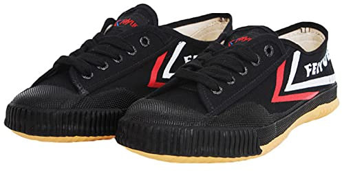 ZHENSI Kampfsportschuhe Kinder Erwachsene Tai Chi Kung Fu Sneakers Barefoot Weiche Untere Puffer Niedrige TOP-Leinwand-Trainer,Schwarz,39 EU