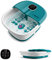 CASART Foot Spa Bath Massager, Foldable Heating Foot Soaker with Bubbles & Timing Function, 8 Rotating Massage Rollers and Remote Control, Portable Electric Pedicure Feet Tub (Teal Blue)
