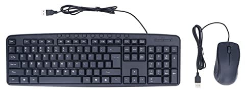 Tiiyee Wired Keyboard and Mouse Combo, Ergonomic 113 Keys USB Desktop Set | Full Size Plug and Play Set, 1000DPI Optical Mouse, Adjustable Stand Comfort Arc Keys for Multimedia Office Home PC Laptop