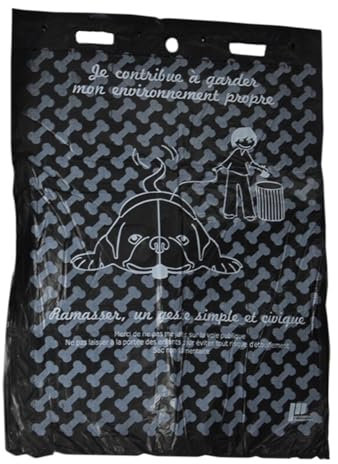 Sac XXL Caca Pour Chien | Lot de 500 Grands Sacs Noirs Recyclés | Opaques et Indéchirables | Déjections Canines | Haute Résistance | Sachets Individuels 100 Sacs à Crottes | Evitez Amende de 135 € !
